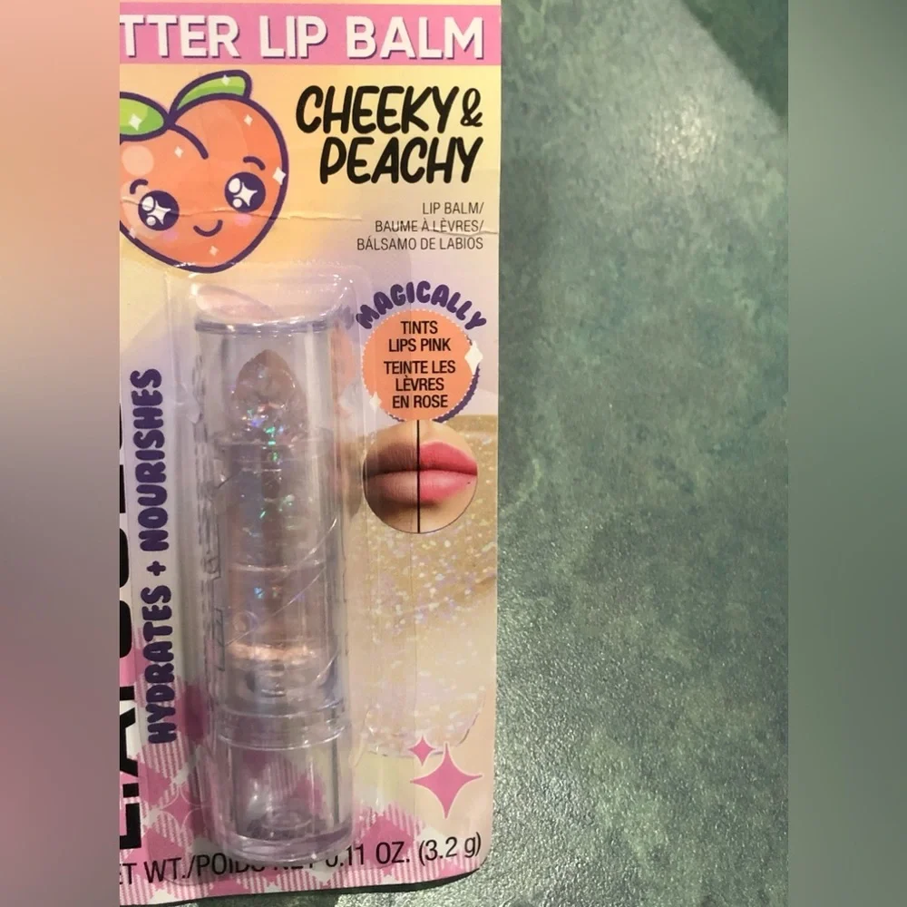 2pack peachy pie scented cheeky &‎ peachy glitter sparkle lip balm new